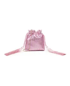 Фиолетовая атласная мини-сумочка с камнями V73, розовый