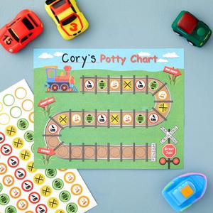 Таблица вознаграждений за приучение к горшку — упаковка из 50 листов и 800 наклеек, набор для приучения к туалету на тему поезда и железной дороги для малышей, мотивационное и положительное подкрепление, 10,3 x 8,3 дюйма Blue Panda