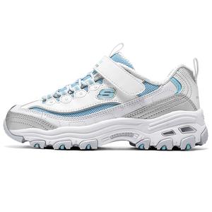 Нескользящие, износостойкие, дышащие, низкие детские кроссовки для повседневной носки. Skechers Kids, серебряный/белый