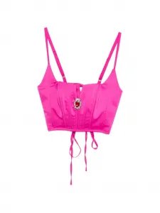 Топ со шнуровкой и кристаллами Mitiliane Couture, розовый