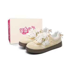 Стильные износостойкие и легкие низкие скейтерские туфли для женщин Lovely You KEAIDENI, светло-желтый белый lace bowknot