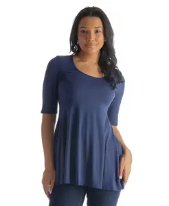 Топ-туника с круглым вырезом и рукавами до локтя 24seven Comfort Apparel, синий