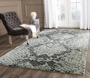 Ковер SAFAVIEH, 122 x 183 см, Wyndham Collection, Grey & Black, ручной работы из современной шерсти, идеален для помещений с высокой проходимостью: прихожая, гостиная, спальня (WYD620A)