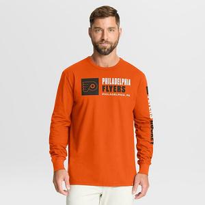 Мужская оранжевая футболка с длинным рукавом philadelphia flyers goal crease legacy Fanatics