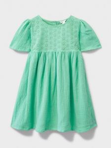 Детское платье из хлопка с вышивкой Broderie Anglaise Crew Clothing, Emerald Green