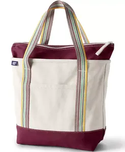 Сумка-тоут из натурального холста с 5 карманами на молнии среднего размера Lands' End, белый