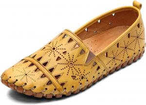 Женские кожаные лоферы Spring Step Fusaro | Удобные слипоны с резиновой подошвой | Лоферы для работы, прогулки и вождения, желтый