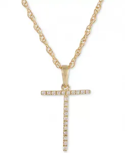 Ожерелье с бриллиантом (1/10 карата) в форме инициала из 10-каратного золота, 16 дюймов + 2-дюймовый удлинитель Macy'S, t