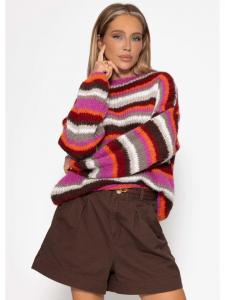 SASSYCLASSY Полосатый разноцветный свитер оранжевого цвета