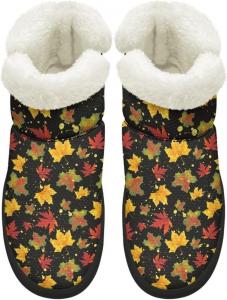 Женские удобные ортопедические зимние ботинки с поддержкой свода стопы, зимние снежные ботинки с мехом, на мягкой подошве EVA, пушистые ботинки Chririnla, Autumn Maple Leaf