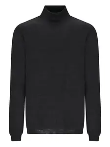 Вязаный свитер с рубчатой (ребристой) горловиной-стойкой GOES BOTANICAL, черный