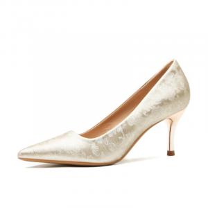 TATAYA Золотые туфли-лодочки на тонком каблуке для женщин высотой 7 см, цвет Gold[7cm]