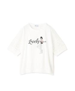 Футболка для девочек с кружевными рукавами и принтом Jayro, белый