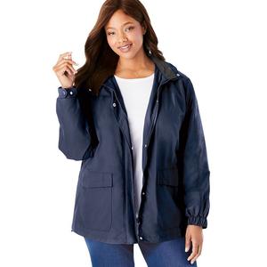 Женщина в женской куртке Taslon на флисовой подкладке больших размеров Woman Within, темно-синий