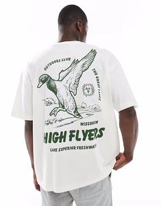 Футболка ASOS DESIGN свободного кроя с принтом утки в кремово-белом цвете