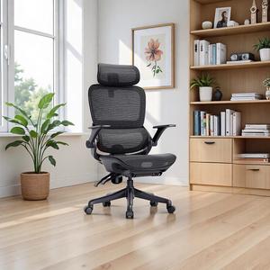 SIHOO B100Lite, эргономичное компьютерное кресло для дома и офиса, черное, с поясничной поддержкой, откидной подставкой для ног и поворотными подлокотниками.