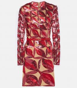 Мини-платье из тюля с пайетками «Диана» Elie Saab, цвет diana red/loulou magenta