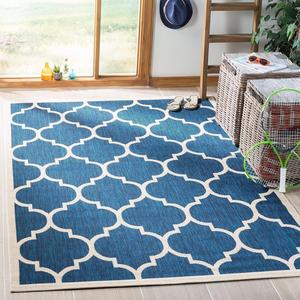 Ковер SAFAVIEH, 82 x 153 см, Courtyard Collection Navy/Beige CY6914 Trellis для дома и улицы, водонепроницаемый, легко чистится, для патио, заднего двора, прихожей