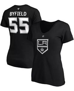 Женская черная футболка с v-образным вырезом с именем и номером Quinton Byfield Los Angeles Kings Authentic Stack Fanatics