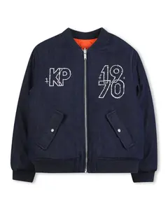 Двусторонняя куртка-бомбер на молнии Kenzo Kids, темно-синий