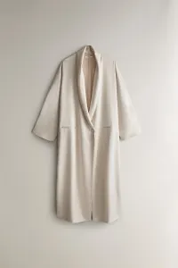Простой атласный халат Zara, жемчужно-серый