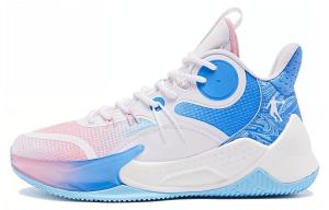 Баскетбольные кроссовки мужские высокие белые/синие/розовые Qiaodan