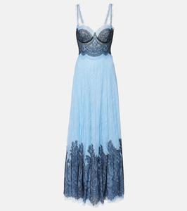 Платье из кружева шантильи Галли Costarellos, Cornflower-Black
