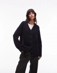 & Other Stories кардиган из шерстяной смеси на пуговицах темно-синего цвета