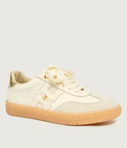 Кожаные кроссовки Elisabetta Franchi, экрю