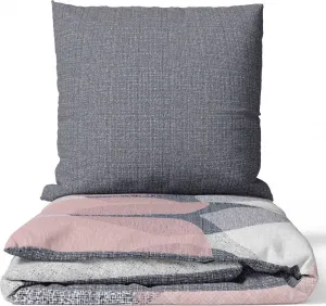 Комплект постельного белья Renforce из хлопка 240x220 с розовыми серыми белыми кругами меланжевого цвета, с застежкой-молнией leonado vicenti