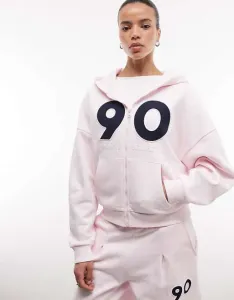 Комбинированная толстовка оверсайз с аппликацией Weekend Collective нежно-розового цвета