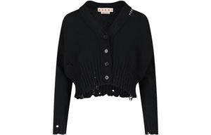 Потрепанный укороченный вязаный кардиган MARNI, черный