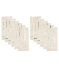 Салфетки тоскана из льняной смеси с двойной ажурной строчкой, набор из 12 шт. Saro Lifestyle, natural