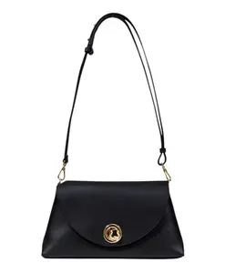 Элегантная, универсальная кожаная сумка с золотой отделкой. Coccinelle, черный