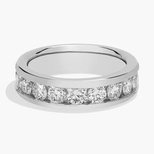 Кольцо с выращенными в лаборатории бриллиантами в канальной оправе из 14-каратного белого золота (1 1/2 карата, два цвета - FG / VS2-SI1) Blue Nile