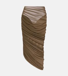 Юбка миди асимметричного кроя Diana со сборками Norma Kamali, Bark