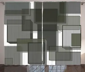 Штора ABAKUHAUS Taupe Rustic, Cube Modern Summary, присборенная штора из тесьмы для спальни с петлями и крючками, 280 x 225 см, светло-серый, серо-зеленый Abakuhaus