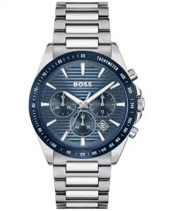 Мужские часы Strike Quartz Chronograph, серебристый корпус из нержавеющей стали, 41 мм Hugo Boss