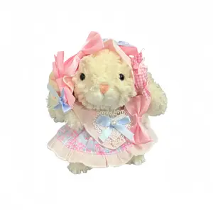 Плюшевая игрушка Little Rabbit реалистичная игрушка животное плюшевая кукла высота 18см LOGISTAR, Naked Rabbit+Pink Bunny Ears Clothing Sets