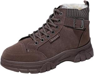 Женские модные короткие ботинки с толстыми утепленными подошвами и шнуровкой, с подкладкой из искусственного меха, подходят для осени и зимы. SPKFHD, Brown