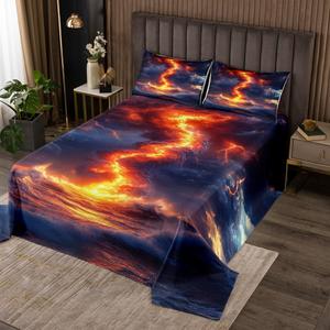 Erosebridal Комплект постельного белья Orange Tornadoes для мальчиков с морским принтом торнадо, Orange Grey