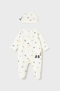 Детский комбинезон и шапочка Mayoral Newborn, бежевый