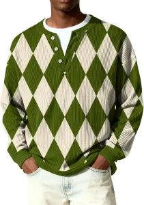 Мужская длинная футболка с рисунком henley