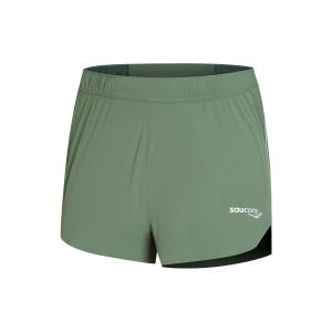 Saucony Мужские спортивные шорты, цвет бамбуковый, зеленый, умеренно-зеленый