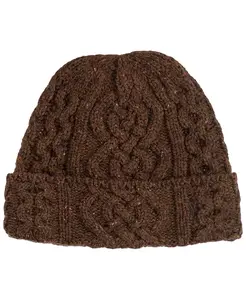 Мужская твидовая шапка с узором косы и отворотом Polo Ralph Lauren, коричневый
