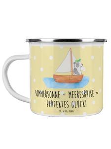 Кружка Летнее море счастья с надписью в пастельно-желтых тонах Mr. & Mrs. Panda