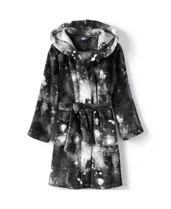 Утепленный халат с капюшоном Big Girls Lands' End, черный