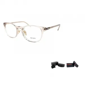 PRADA Овальная оправа для очков Plate Frame, женская, прозрачный коричневый