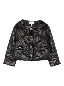 Пуховик с твидовой отделкой Patachou, черный