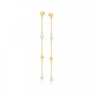 Серьги-подвески RS Pure by Ross-Simons с культивированным жемчугом и бусинами 3-4 мм из 14-каратного желтого золота Rs Pure, желтый